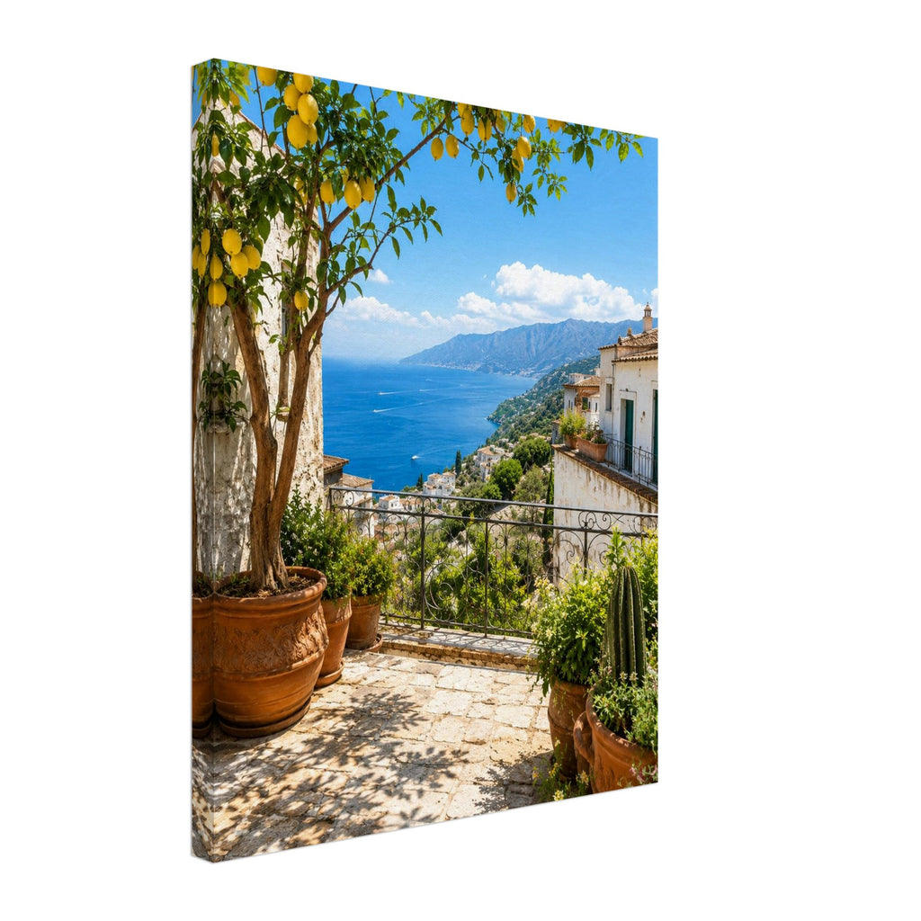 Zitronenbaum mit Meerblick – mediterranes Leinwandbild von Motivhafen