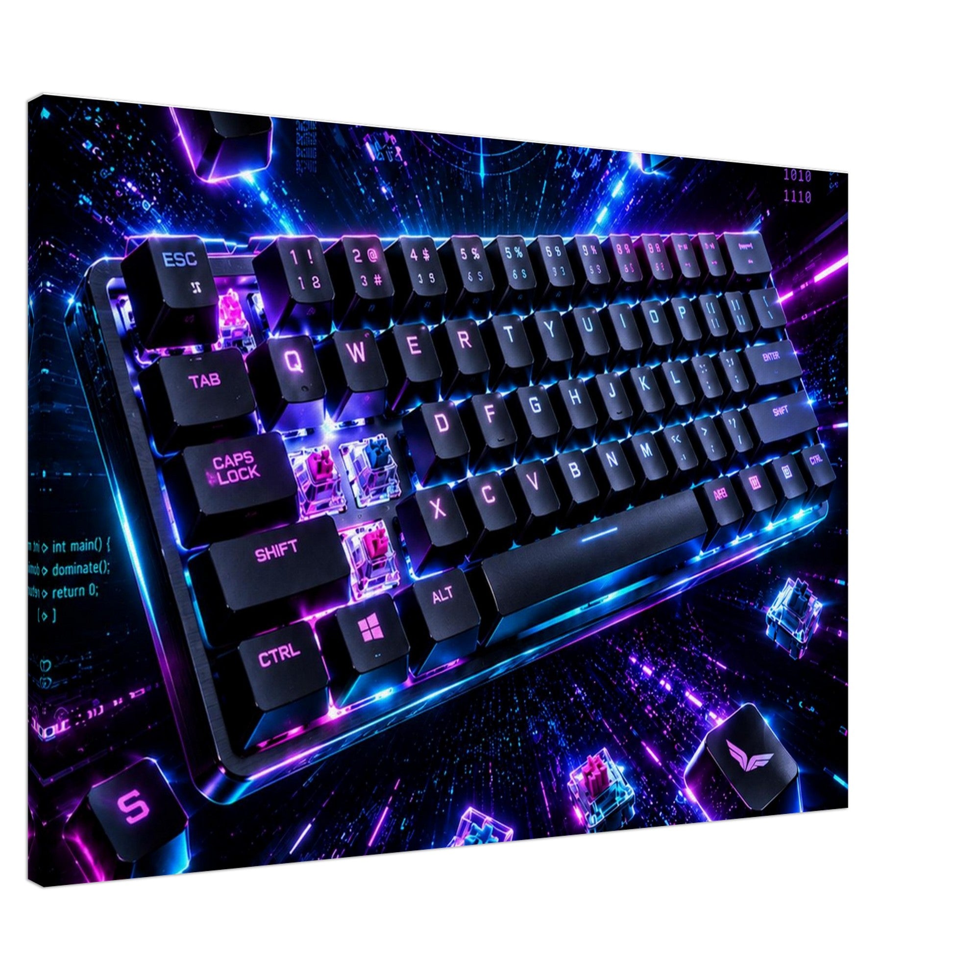 RGB-Tastatur mit WASD – Neon-Gaming-Leinwandbild, Produktansicht 2