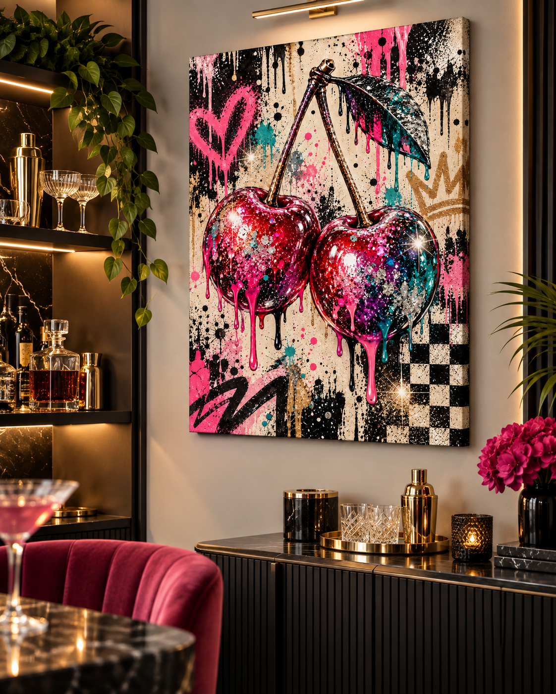 Kirschen Leinwandbild Pop Art – Produktansicht 13 – Motivhafen