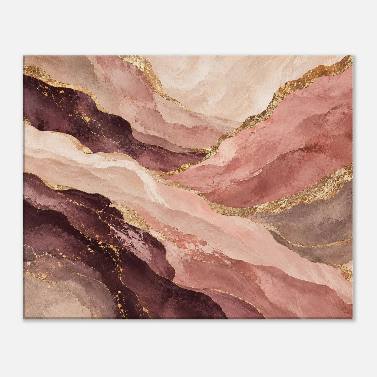 Blush & Gold – abstraktes Leinwandbild in Rosa und Plum