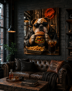 Bulldogge mit Burger und Pommes – humorvolles Leinwandbild, Produktansicht 5