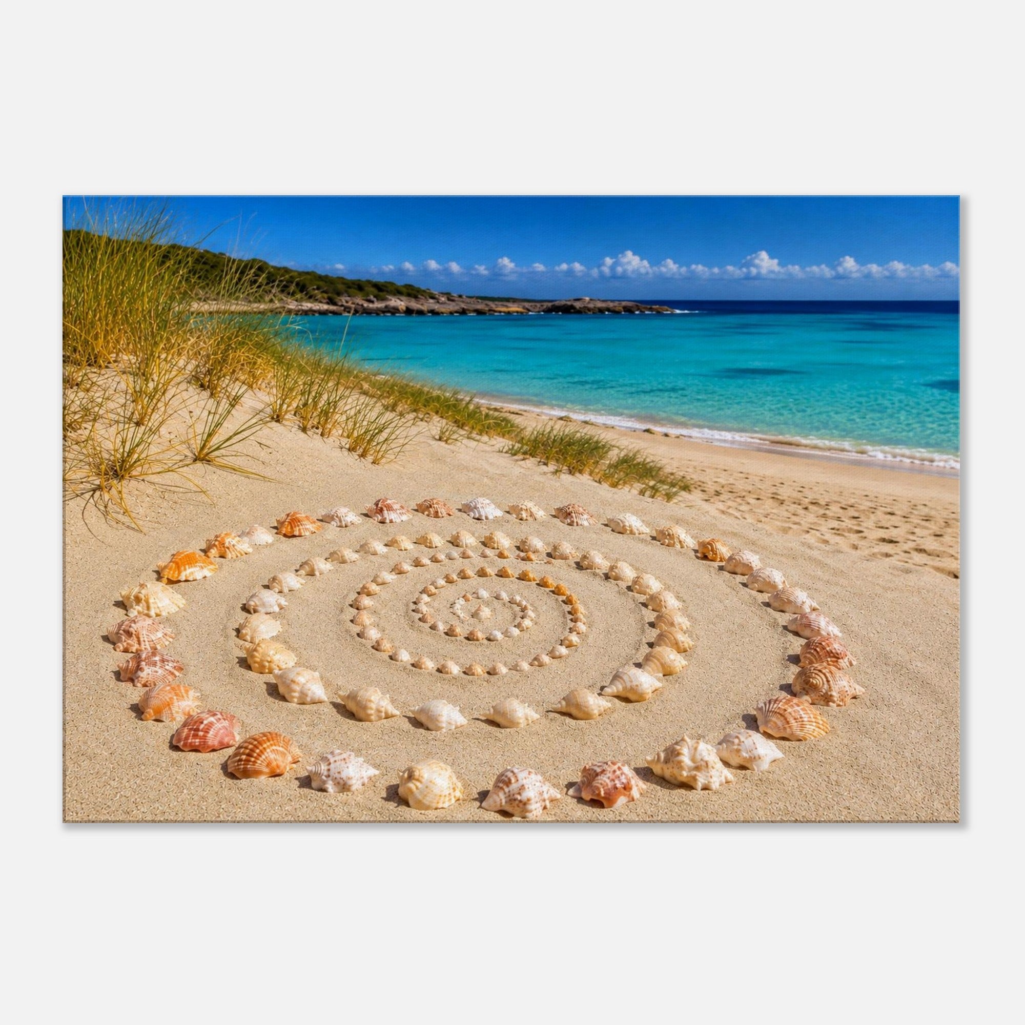 Muschelspirale am Strand – maritimes Leinwandbild, Produktansicht 1