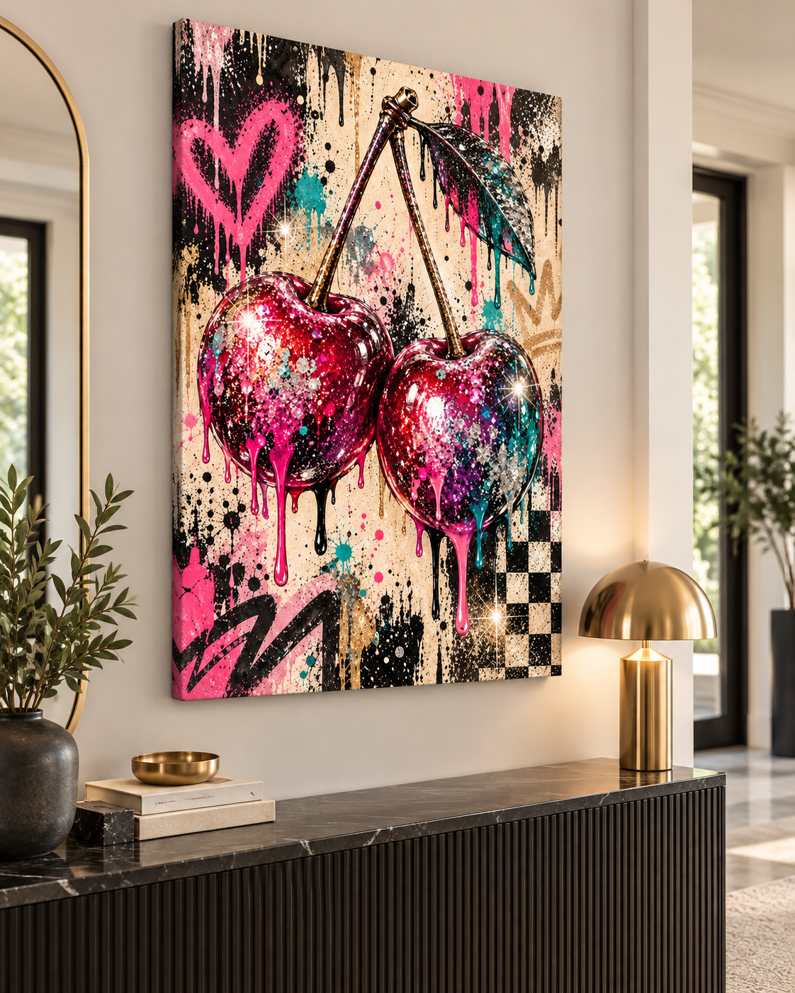 Kirschen Leinwandbild Pop Art – Produktansicht 15 – Motivhafen