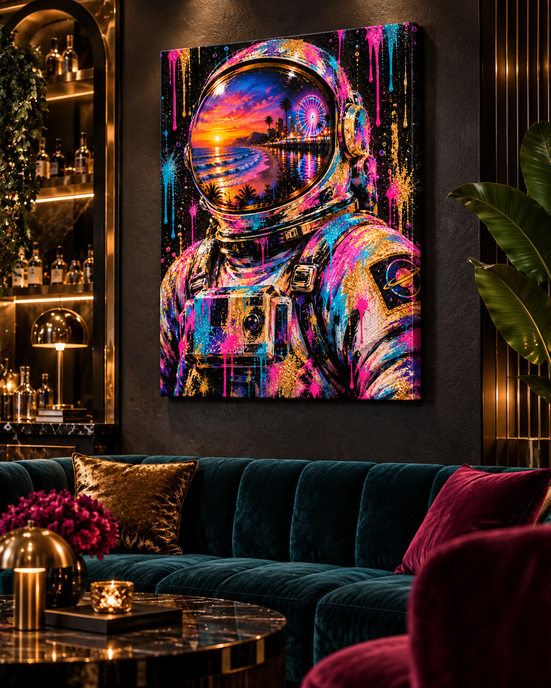 Astronaut Leinwandbild Neon Pop Art – Produktansicht 10 – Motivhafen