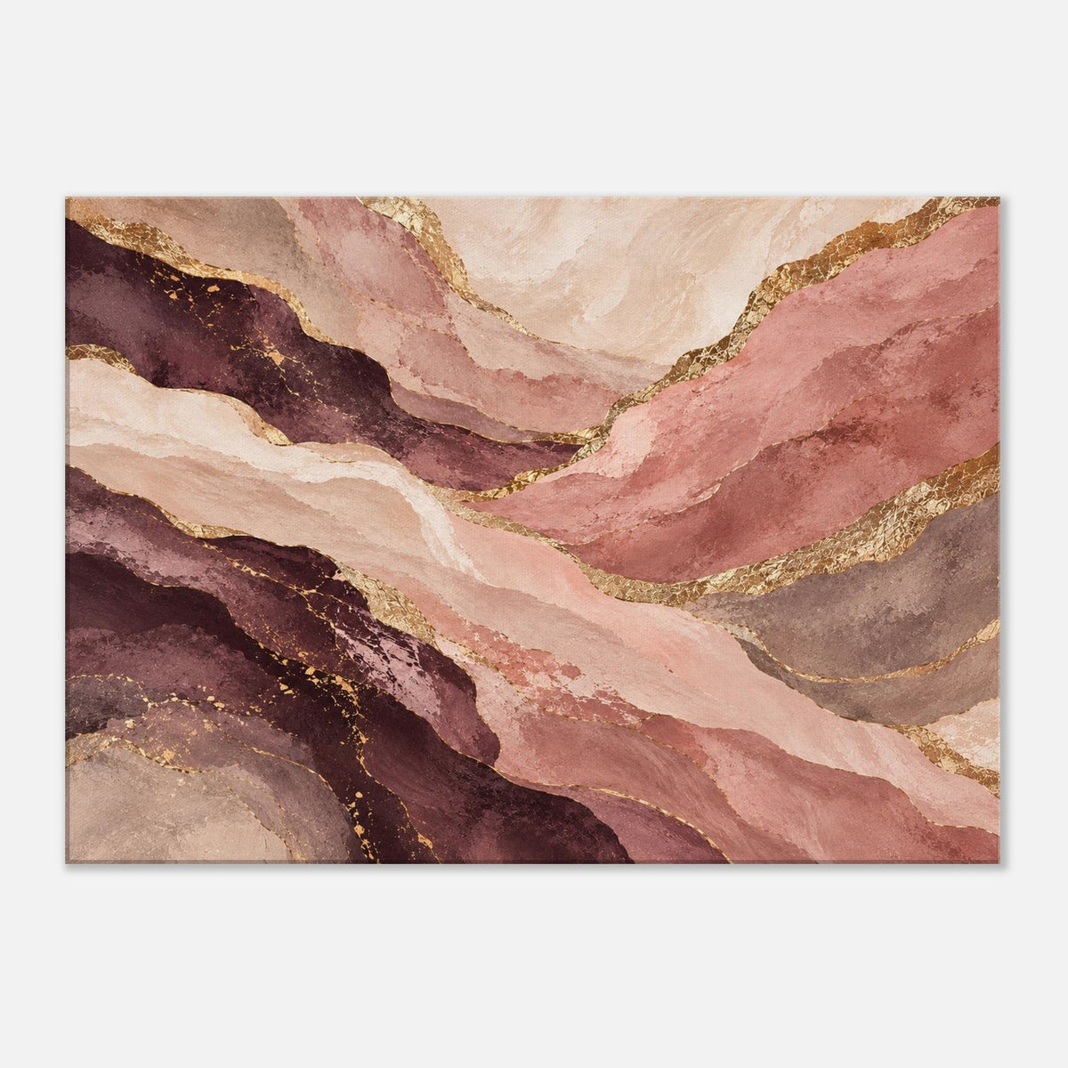 Blush & Gold – abstraktes Leinwandbild in Rosa und Plum