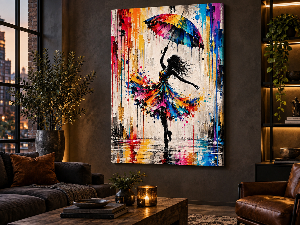 Schirmtänzerin Pop-Art Leinwandbild – Produktansicht 13