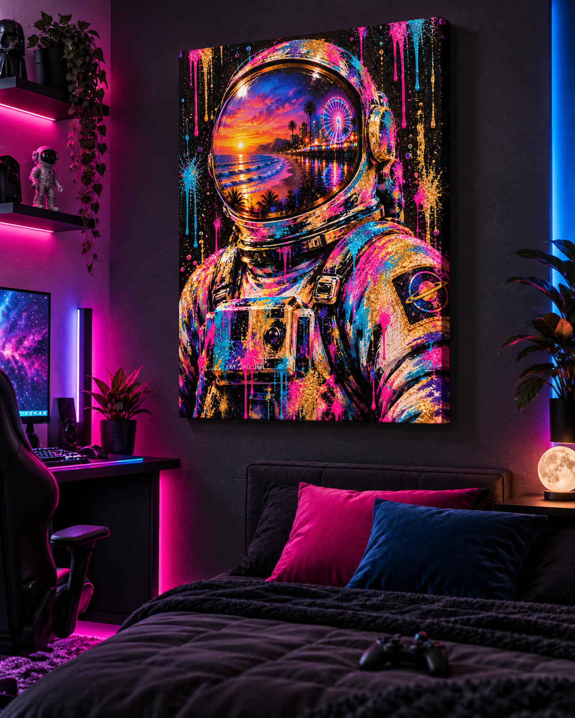 Astronaut Leinwandbild Neon Pop Art – Produktansicht 15 – Motivhafen