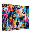 Street-Art Leinwandbild mit Kind und Frauenporträt – Produktansicht 3