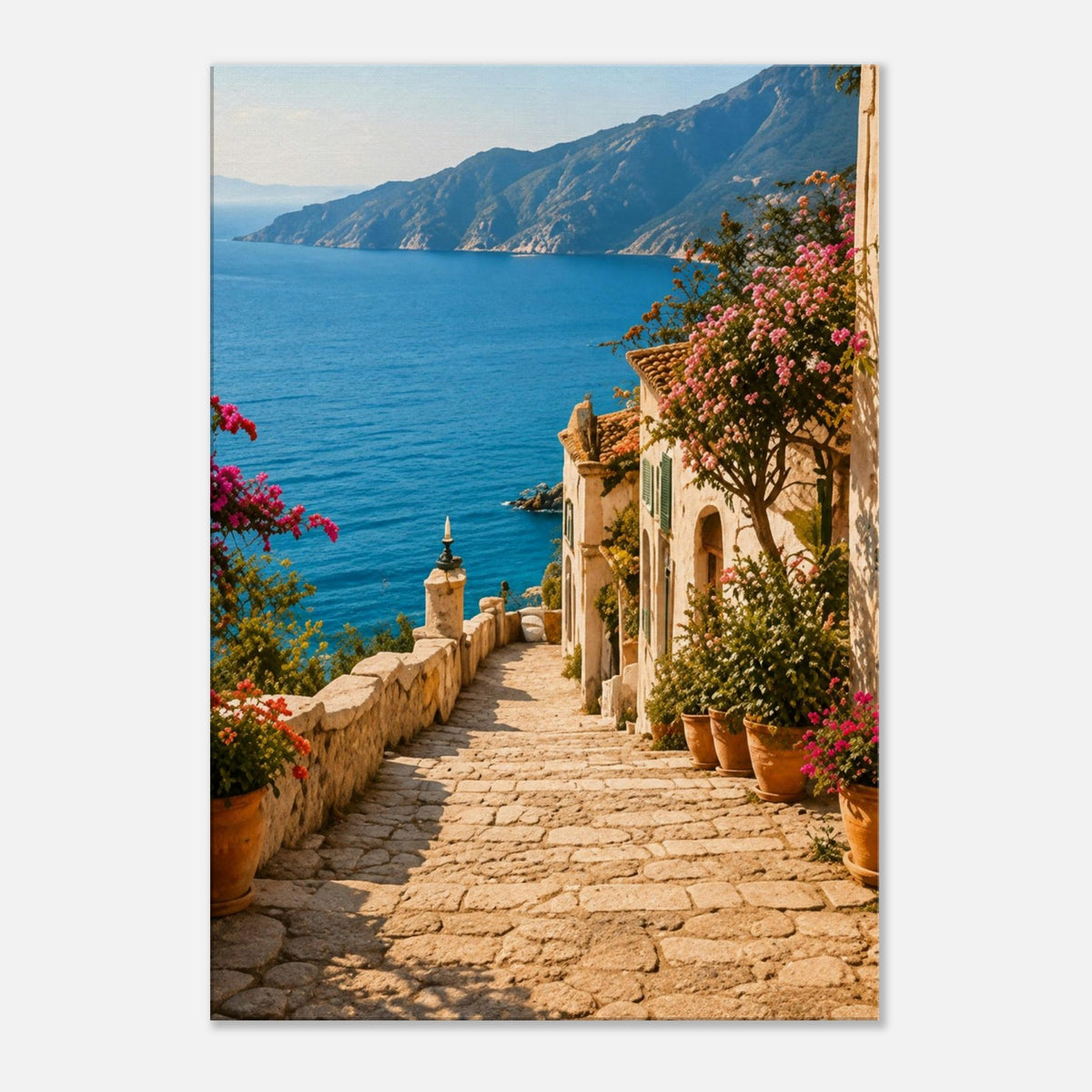 Steintreppe zum Meer – mediterranes Leinwandbild