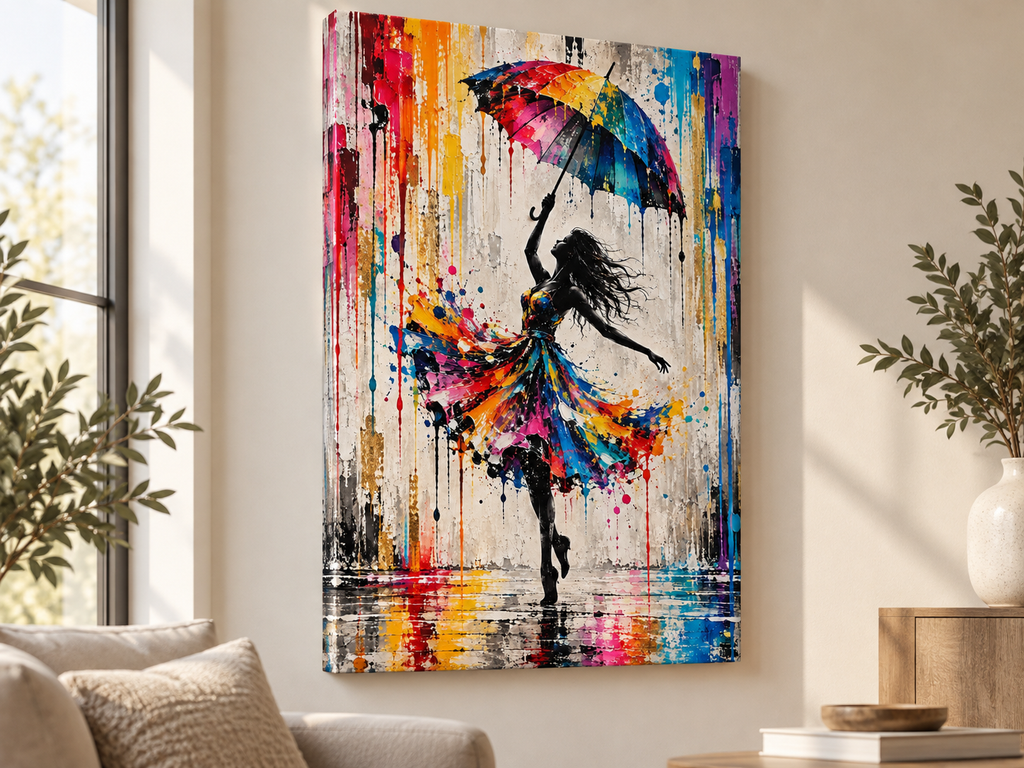 Schirmtänzerin Pop-Art Leinwandbild – Produktansicht 10