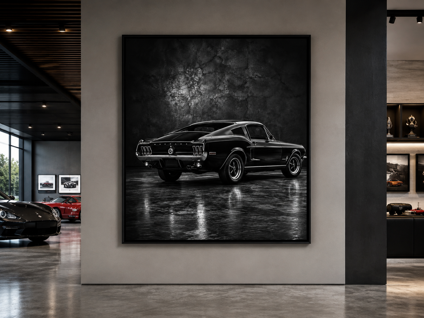 Klassischer Muscle Car in Heckansicht – Leinwandbild, Produktansicht 4