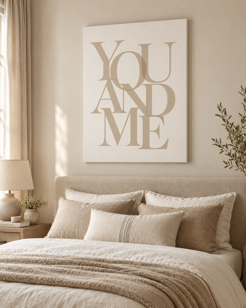 YOU AND ME – minimalistisches Leinwandbild in Beige
