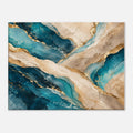 Blue & Terracotta – abstraktes Leinwandbild mit Goldakzenten