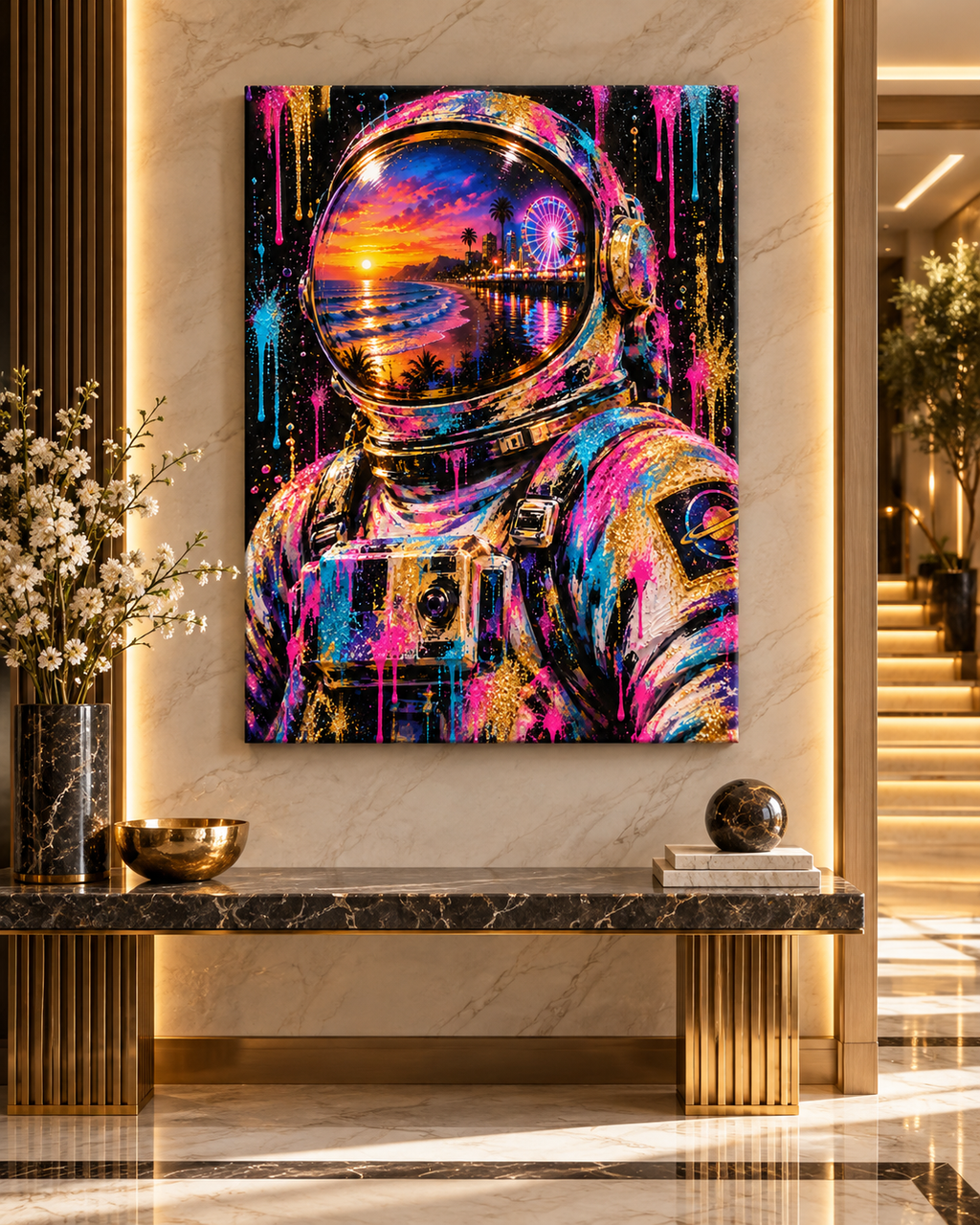 Astronaut Leinwandbild Neon Pop Art – Produktansicht 13 – Motivhafen