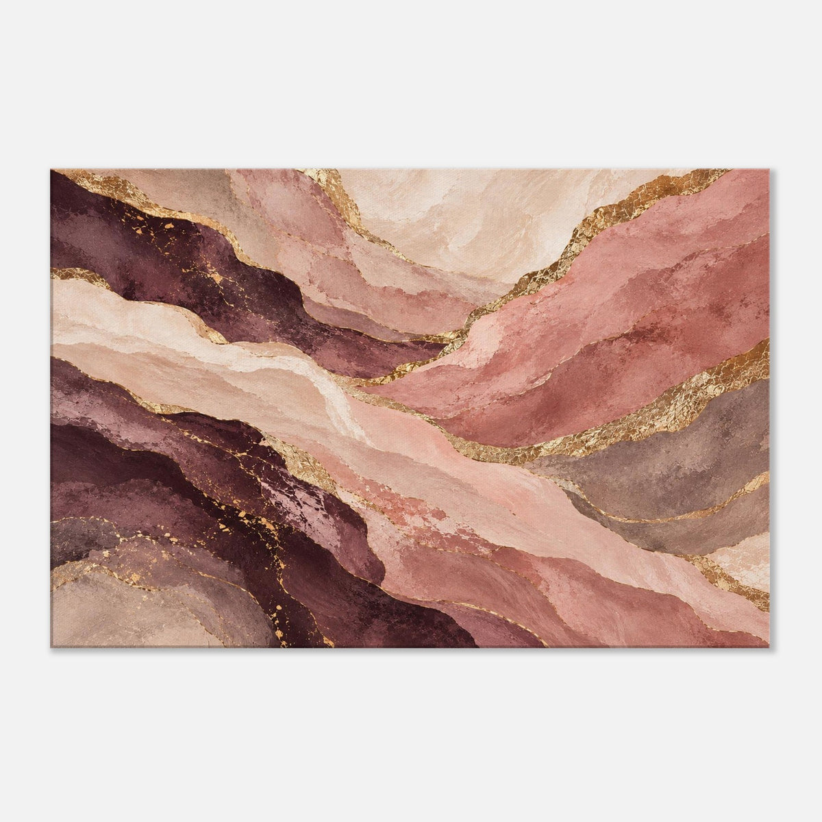 Blush & Gold – abstraktes Leinwandbild in Rosa und Plum