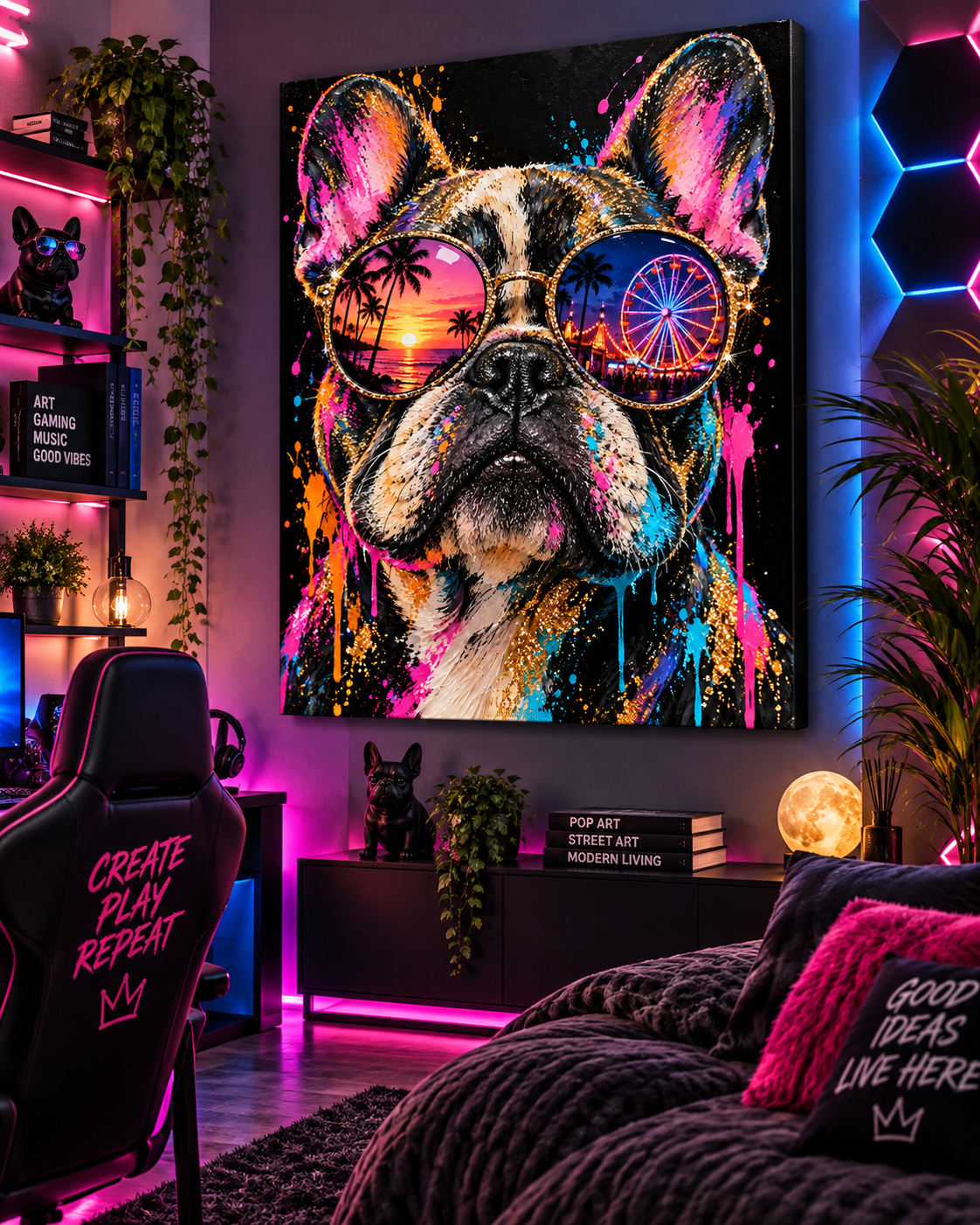 Bulldogge Leinwandbild Pop Art – Produktansicht 09 – Motivhafen