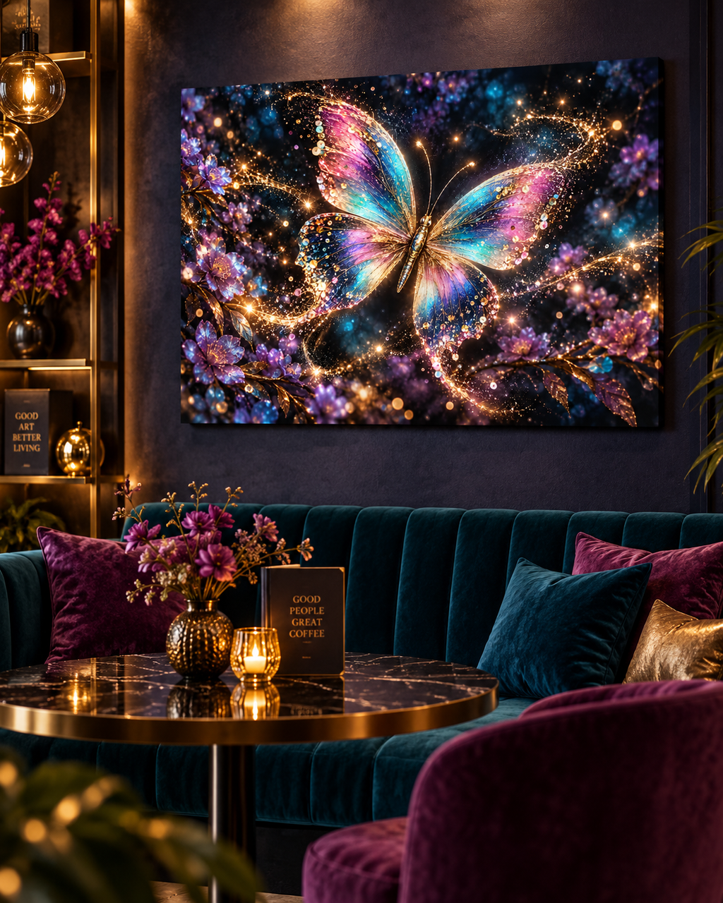 Schmetterling Leinwandbild Glitzer – Produktansicht 13 – Motivhafen