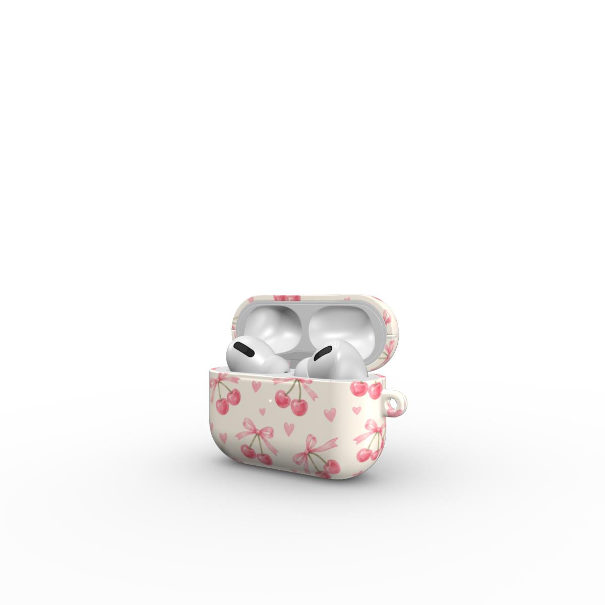 Cherry AirPods Case rosa mit Kirschen und Schleifen – Hauptansicht