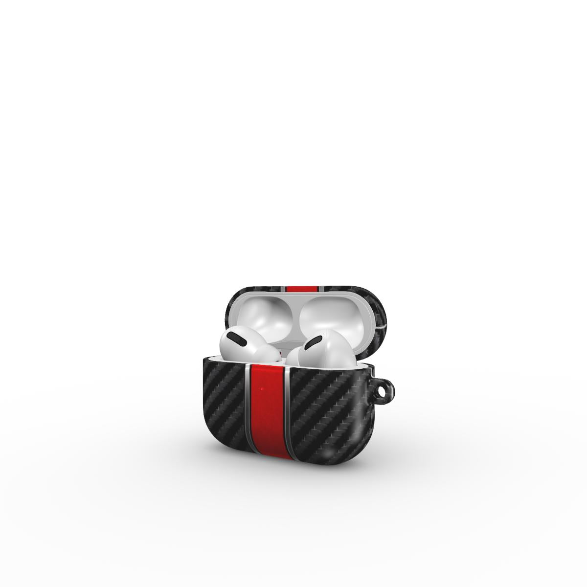 AirPods Carbon Case Schwarz Rot Vorderansicht