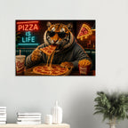 Tiger mit Pizza – humorvolles Leinwandbild, Produktansicht 4