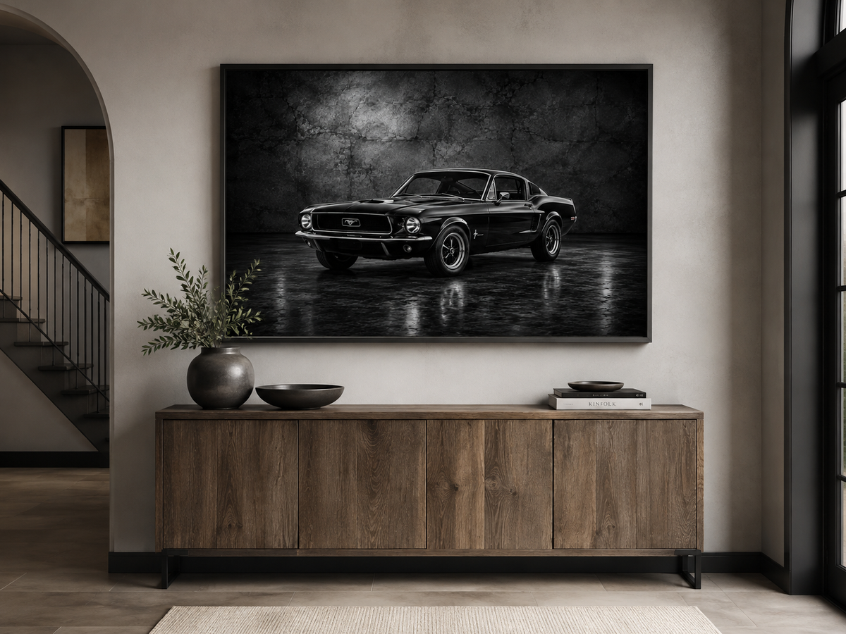 Klassischer Muscle Car in Frontansicht – Leinwandbild, Produktansicht 3
