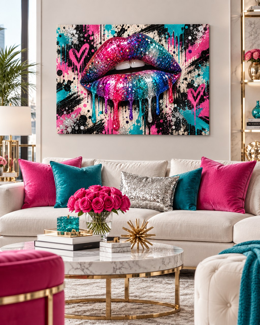Glitzer Lippen Leinwandbild Pop Art – Produktansicht 13 – Motivhafen