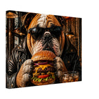 Bulldogge mit Burger und Pommes – humorvolles Leinwandbild, Produktansicht 2