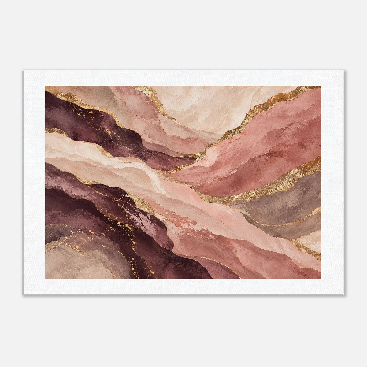 Blush & Gold – abstraktes Leinwandbild in Rosa und Plum