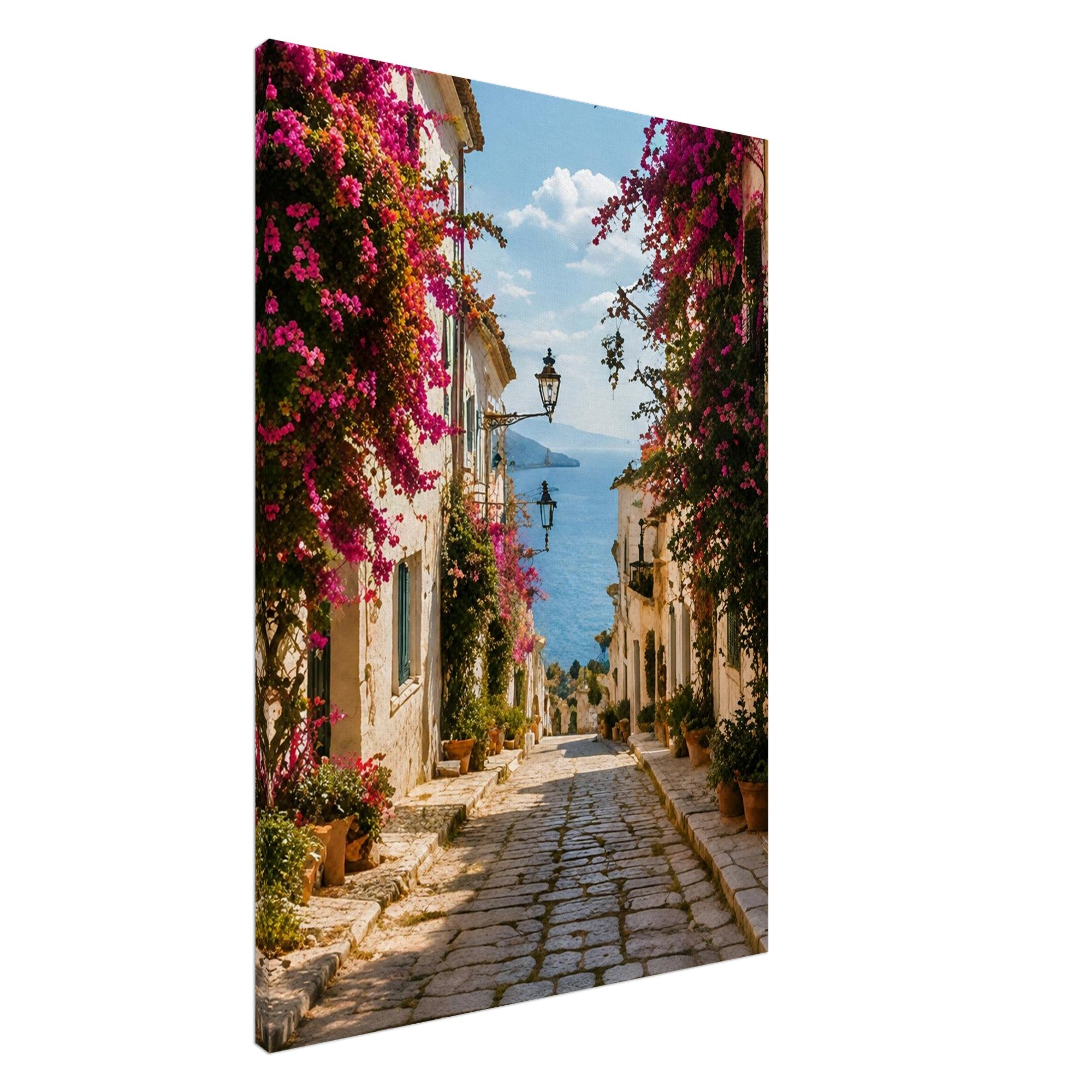 Mediterrane Gasse mit Bougainvillea – Wohnraumansicht