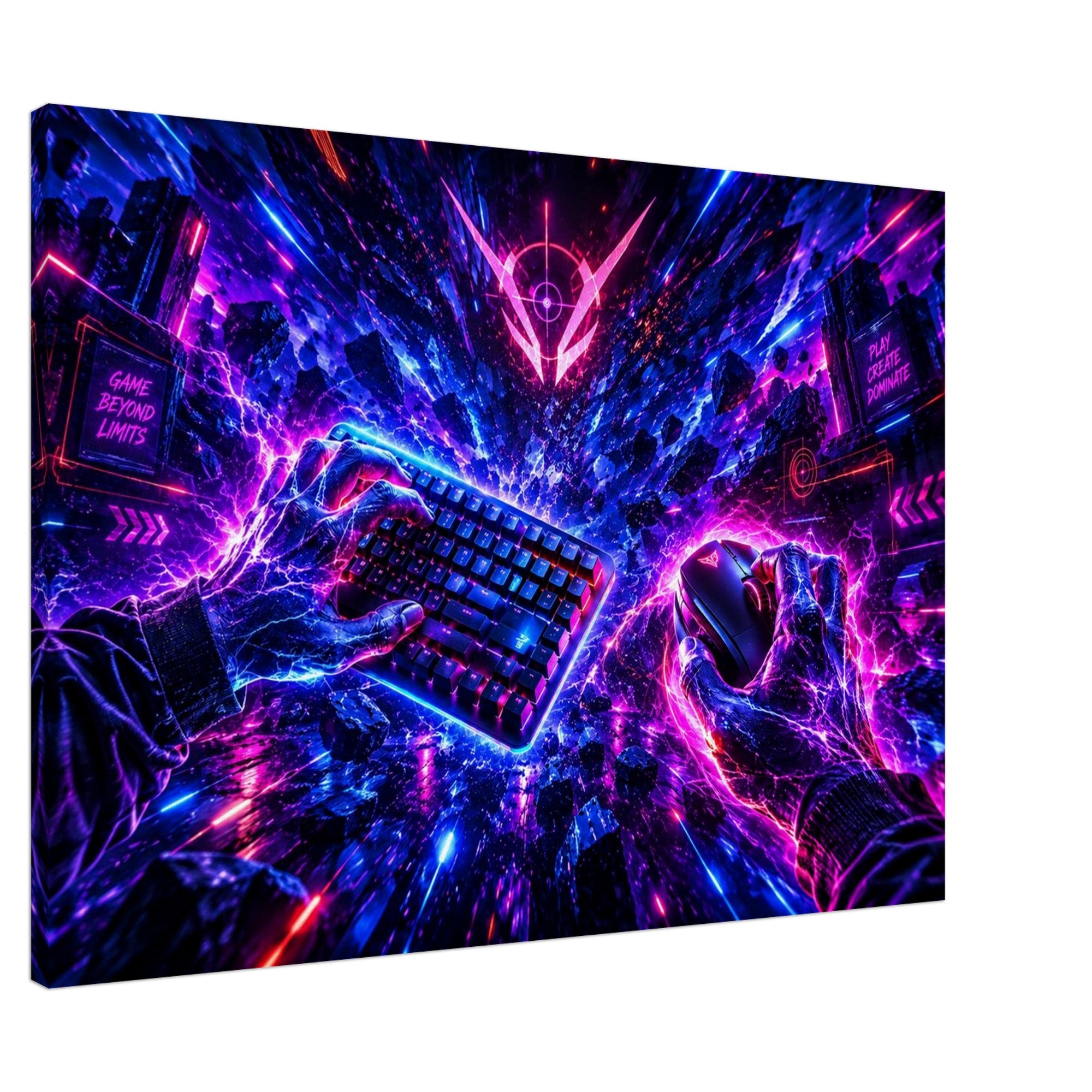 Cyberpunk-Tastatur und Maus – Gaming-Leinwandbild, Produktansicht 5