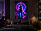 Cyber-Ninja im Neonportal – Gaming-Leinwandbild, Produktansicht 2