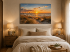 Sonnenuntergang über Strand und Dünen – Leinwandbild, Produktansicht 4
