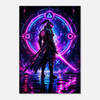 Cyber-Ninja im Neonportal – Gaming-Leinwandbild, Produktansicht 1