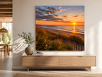 Sonnenuntergang mit Dünenblumen – Wohnraumansicht