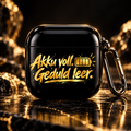 Schwarzes AirPods Case mit goldenem Spruch Akku voll Geduld leer Premium Hauptbild
