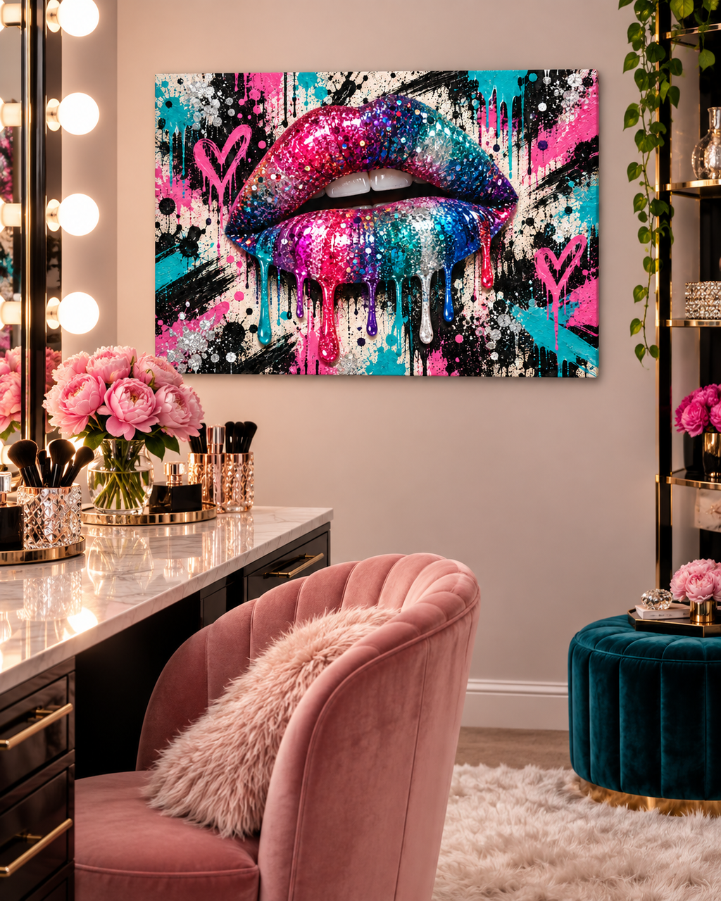 Glitzer Lippen Leinwandbild Pop Art – Produktansicht 12 – Motivhafen