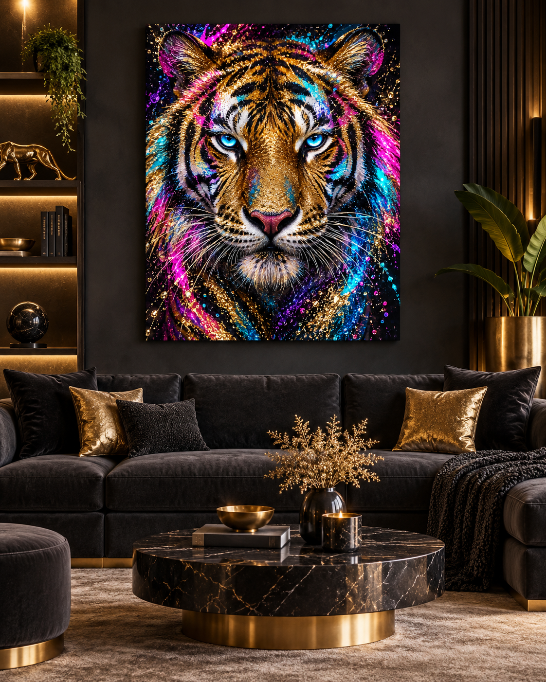 Tiger Leinwandbild Gold Neon – Produktansicht 09 – Motivhafen
