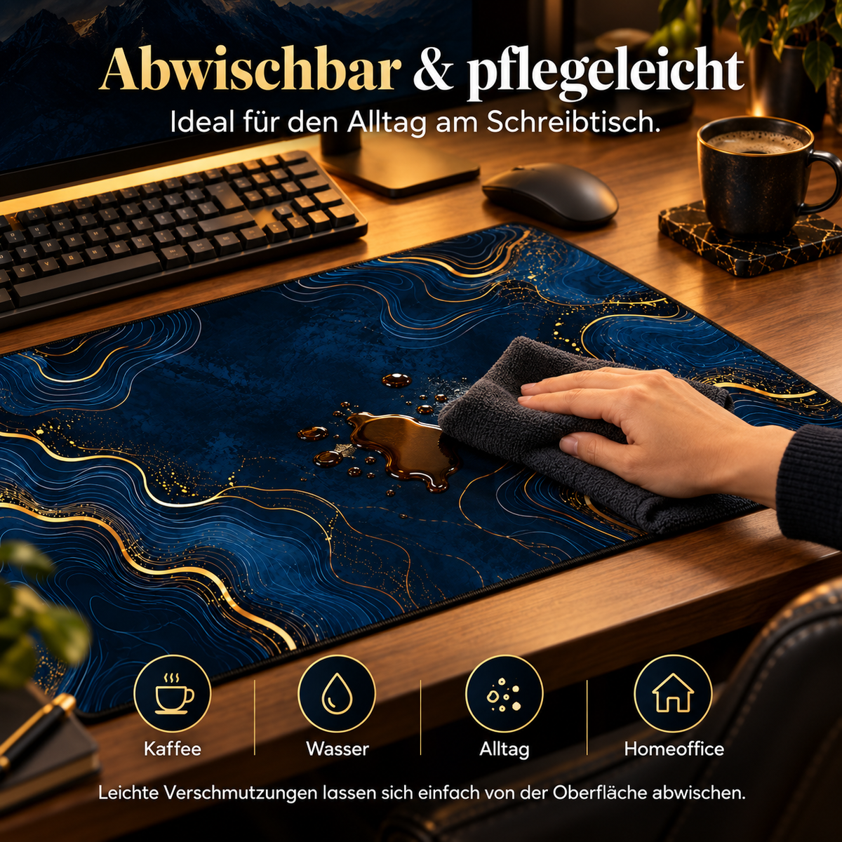 Blue Topography Schreibtischunterlage abwischbar und pflegeleicht