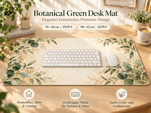 Botanical Green Desk Mat im Homeoffice