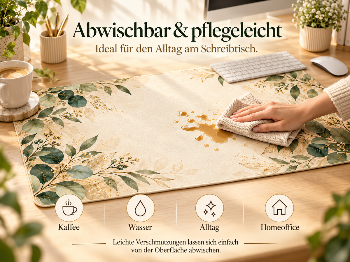 Botanical Green Desk Mat abwischbar und pflegeleicht