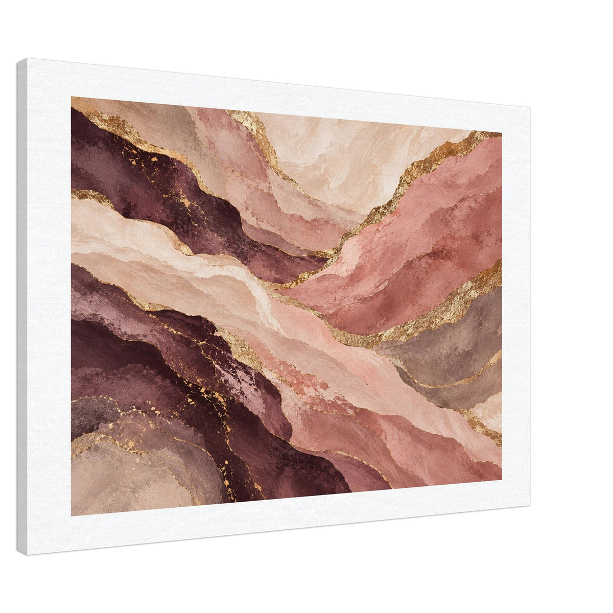 Blush & Gold – abstraktes Leinwandbild in Rosa und Plum