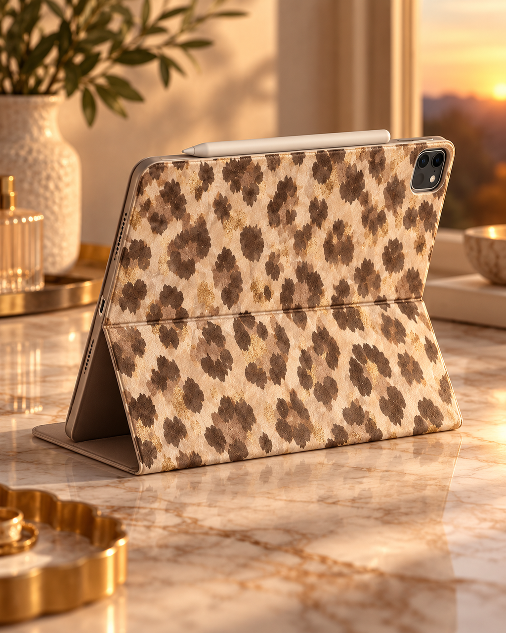 Champagne Leopard iPad Hülle – Standfunktion