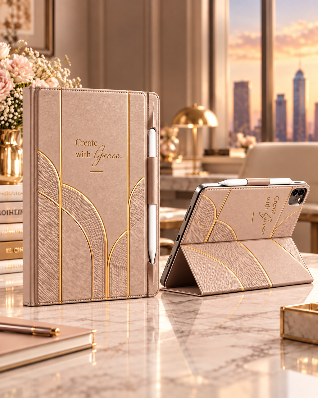 Champagne Muse iPad Hülle – Premium Lifestyle Ansichten