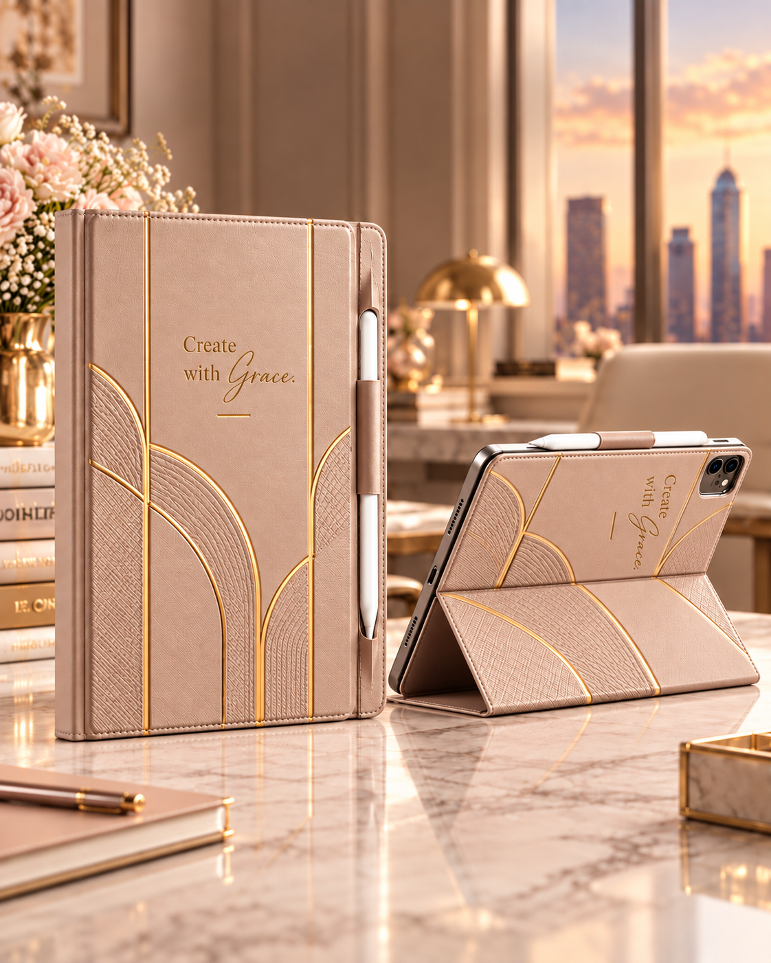 Champagne Muse iPad Hülle – Premium Lifestyle Ansichten