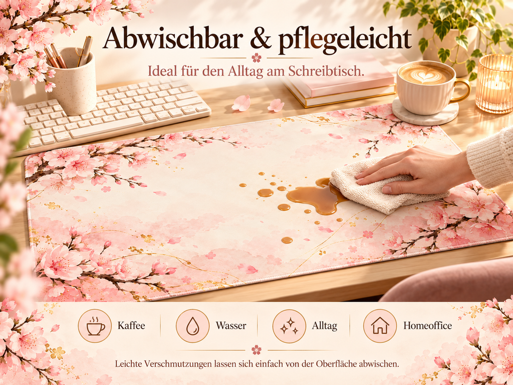 Cherry Blossom Desk Mat abwischbar und pflegeleicht