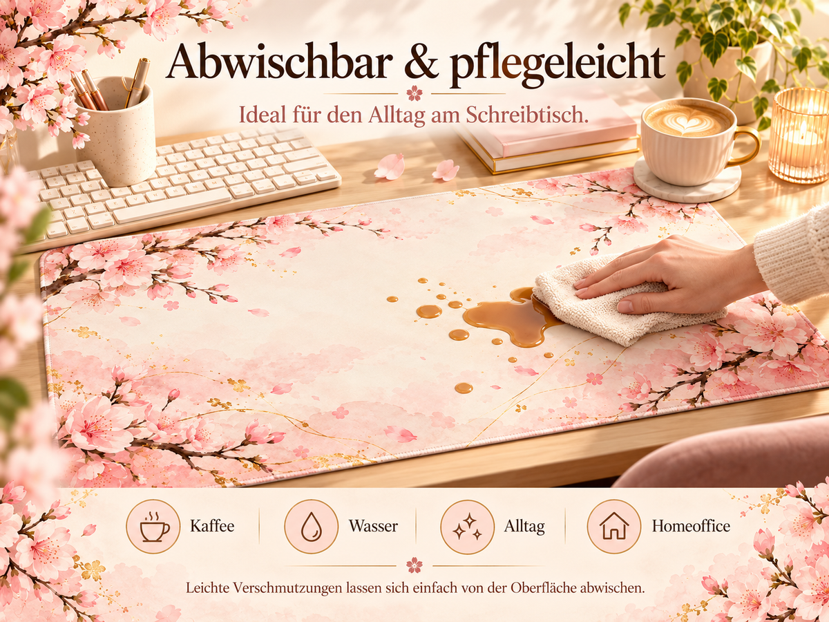 Cherry Blossom Desk Mat abwischbar und pflegeleicht