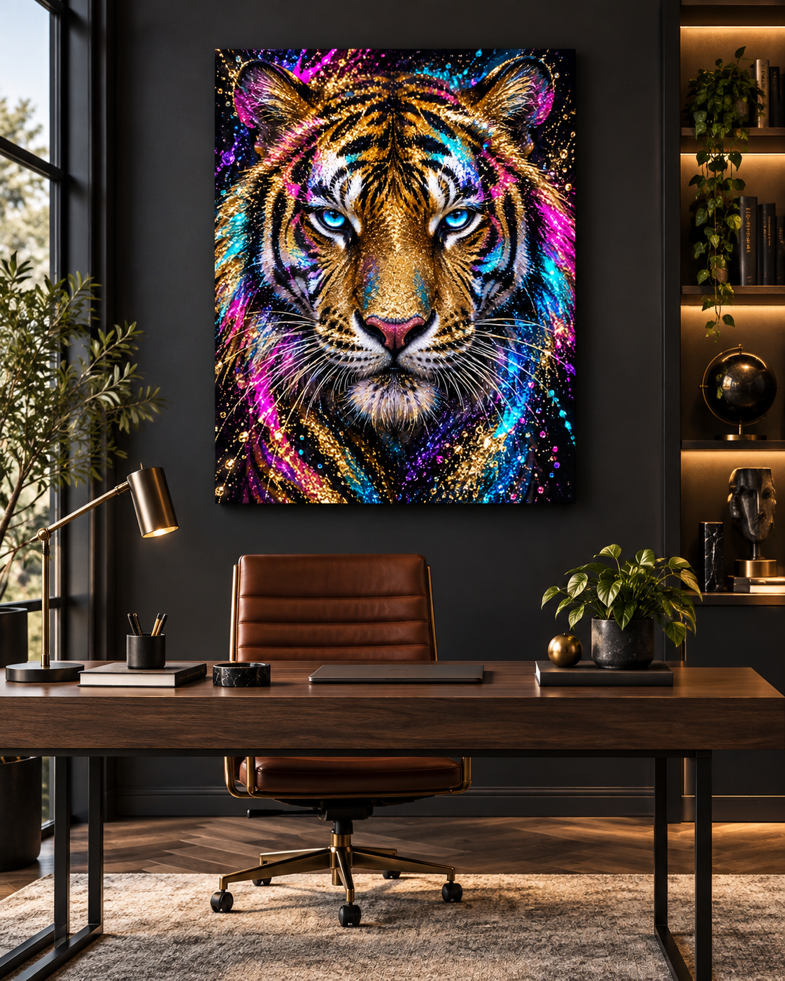Tiger Leinwandbild Gold Neon – Produktansicht 11 – Motivhafen