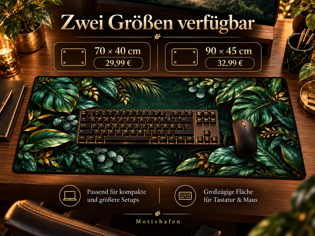 Dark Botanical Schreibtischmatte Detailansicht