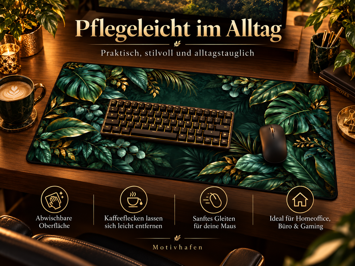 Dark Botanical Desk Mat pflegeleicht und abwischbar