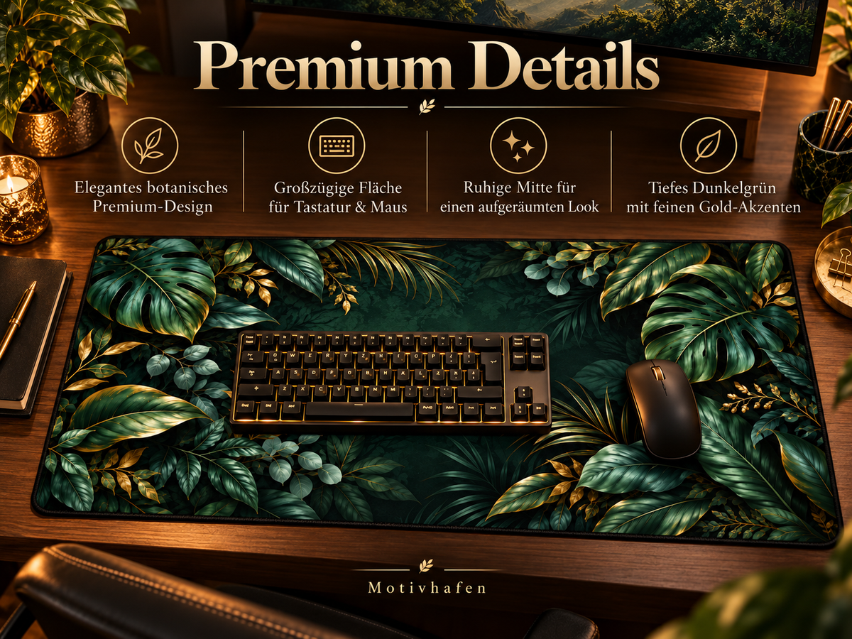 Dark Botanical Desk Mat im Premium Schreibtisch Setup